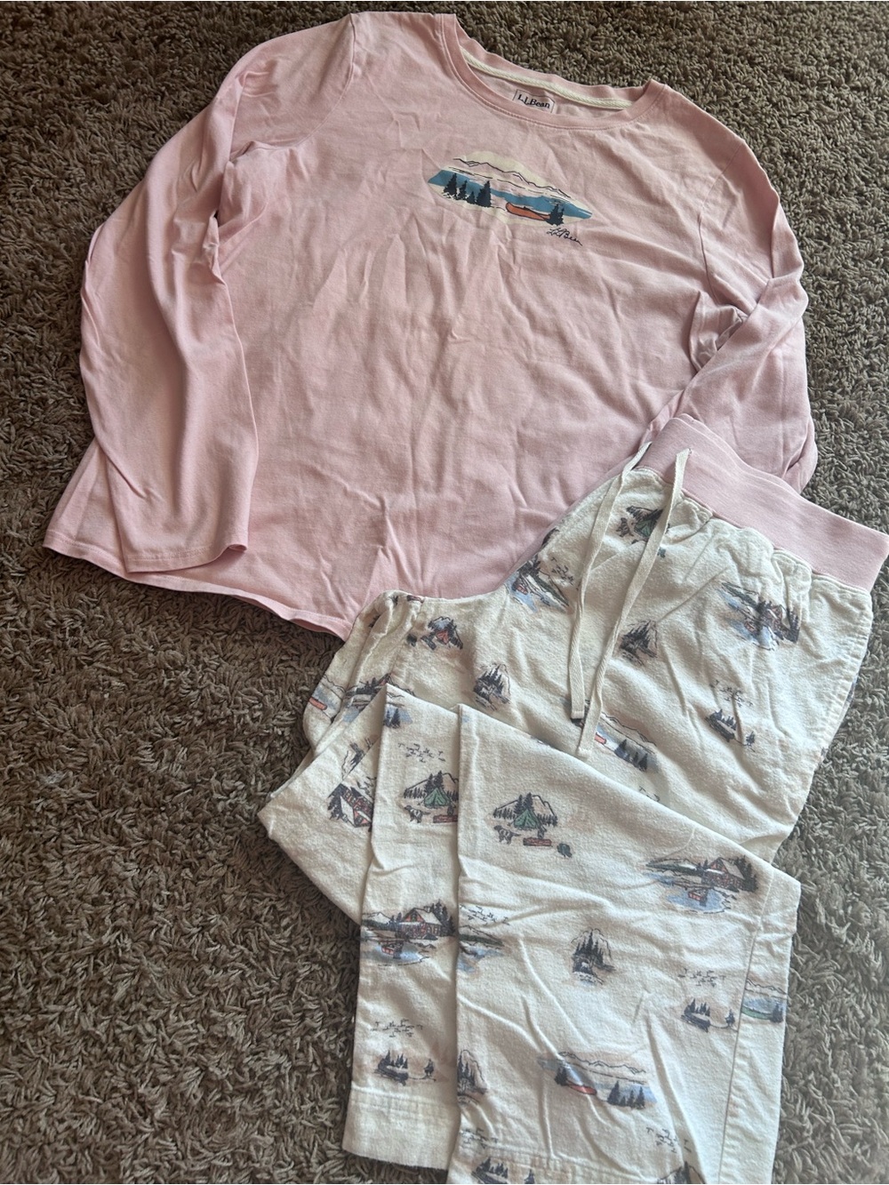 LL Bean | pink cozy 100% cotton matching pj set